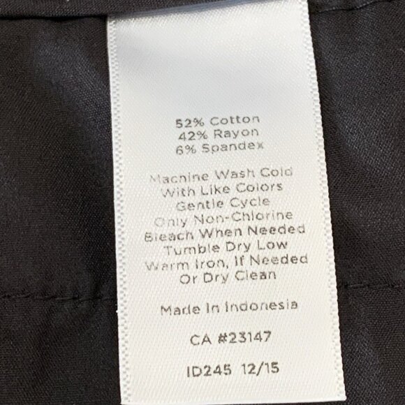 Talbots Chatham Ankle Pants Womans 16 Black Cotton Stretch Pockets Side Zip prep - Picture 7 of 10